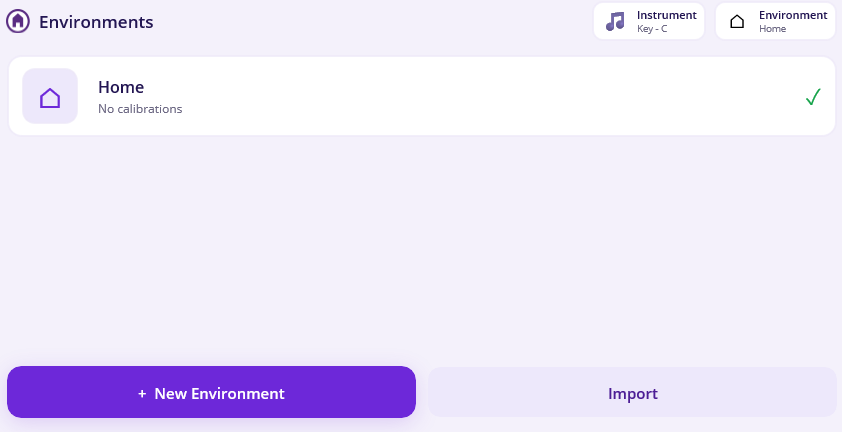 The environments list