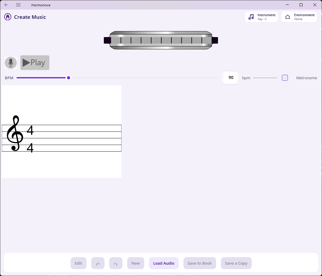 Create Music screen