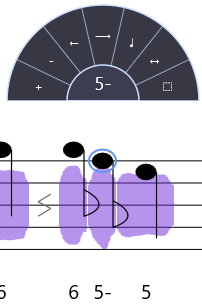 Editing a note with the dial