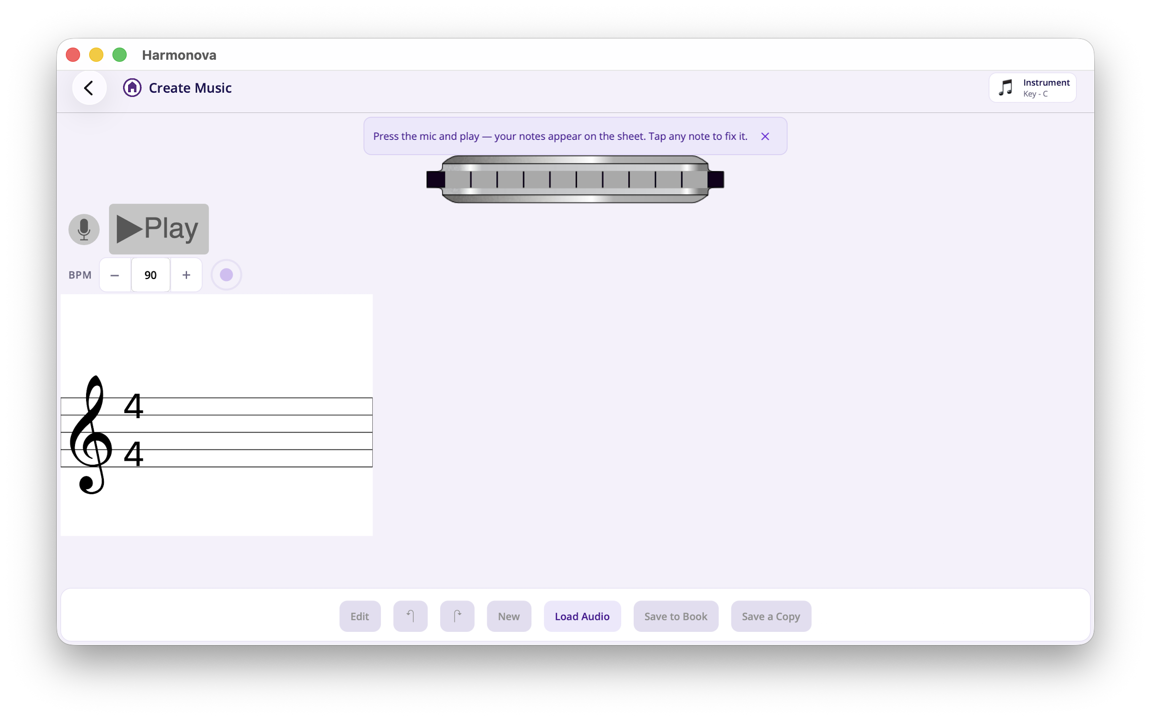 Create Music screen