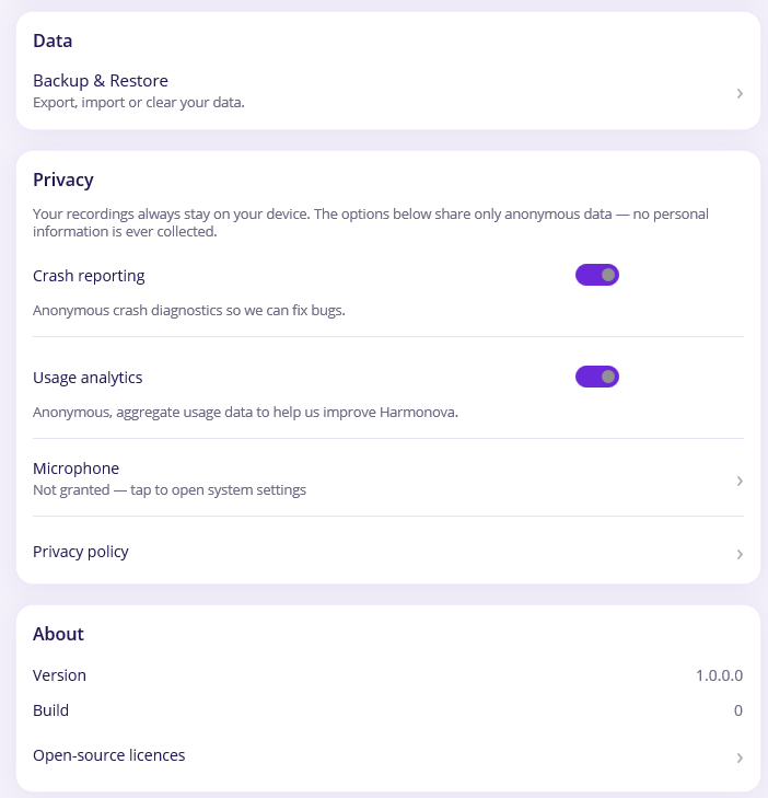 Privacy settings
